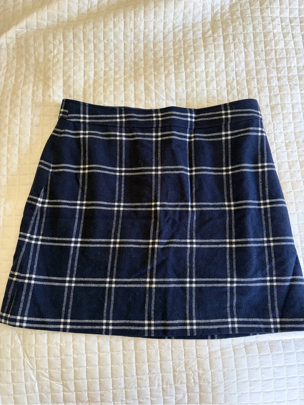 J. Crew Factory Navy Plaid A-Line Skirt - Classic Windowpane Pattern